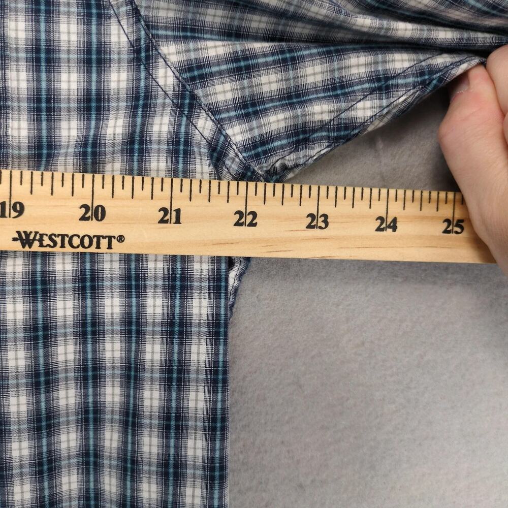Wolverine Blue Plaid Cotton Button Down Shirt Men's L Tall Short Slv Gorpcore - Picture 5 of 10